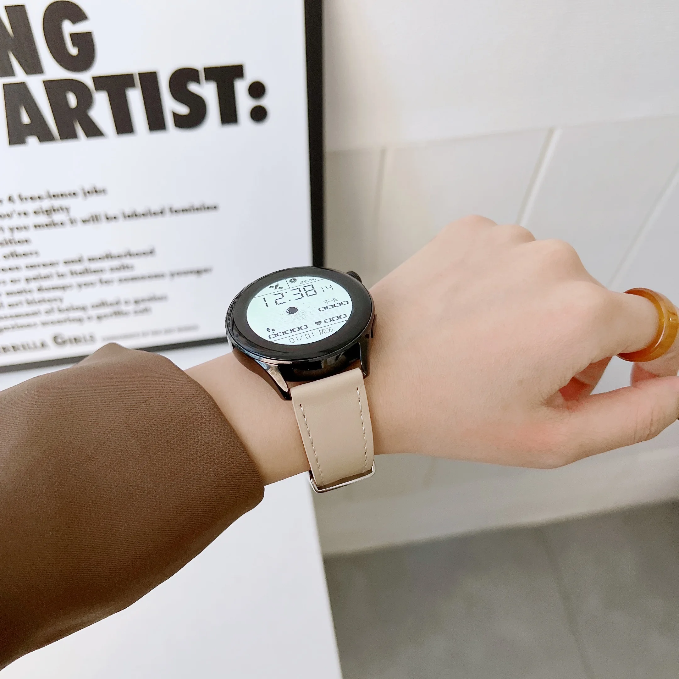 22mm Leather Strap for Samsung Galaxy Watch 3 45mm Amazfit GTR 3 Smartwatch Premium Wristband for Huawei Watch 3/4 Pro/GT3 Band