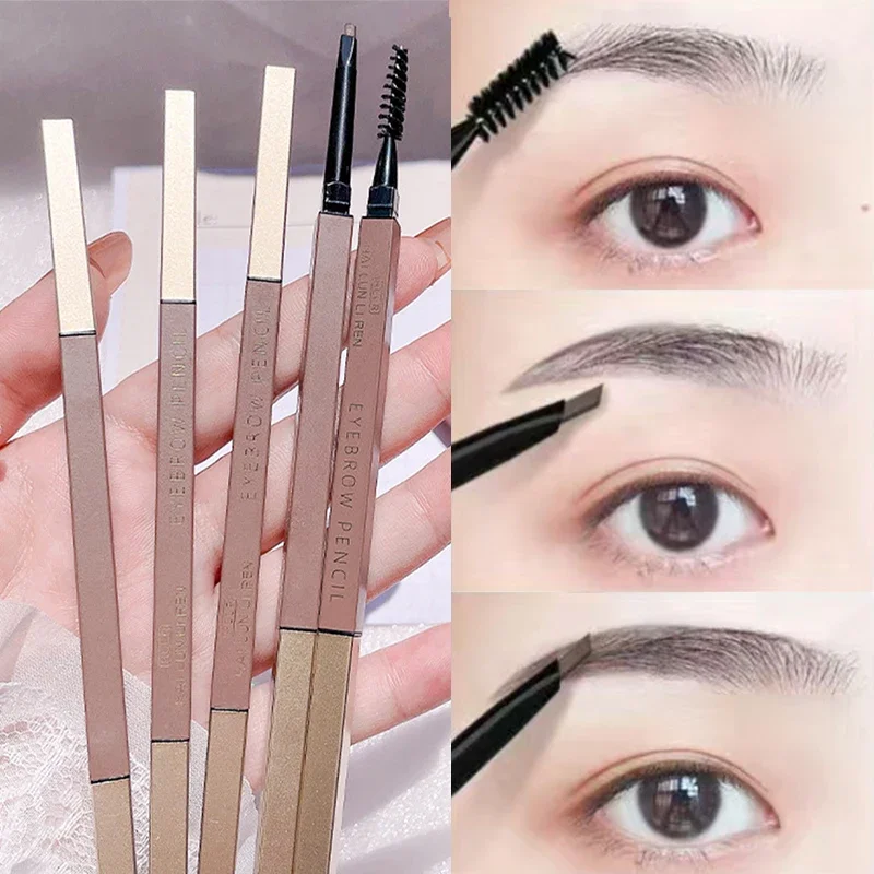 

Waterproof Double Headed Automatic Rotation Eyebrow Pencil Natural Long Lasting Easy Ware Eyebrow Pen with Eyebrow Brush 5 Color