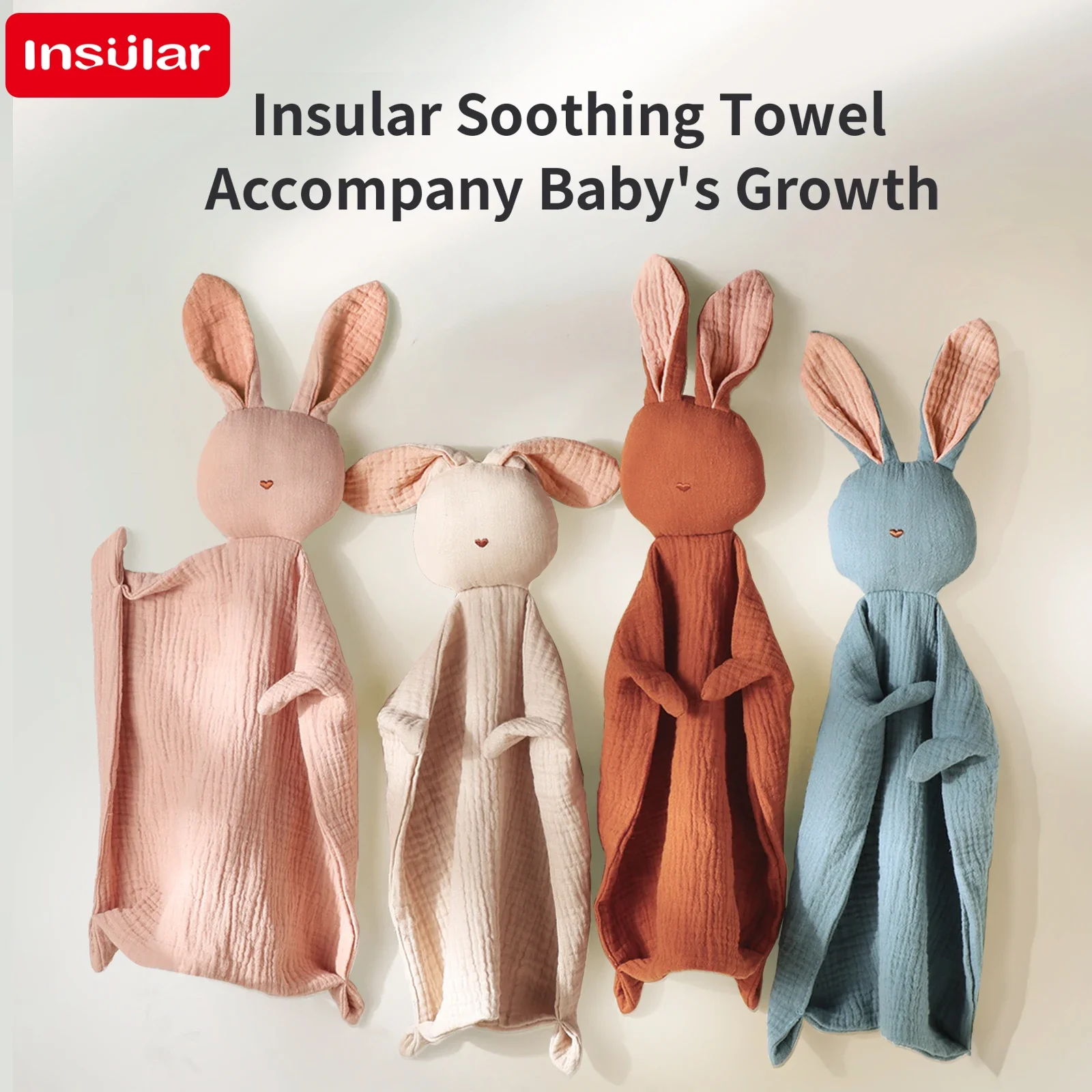 INSULAR Baby Soothing Towel Cotton Infant Cartoon Handkerchief Rabbit Type Kids Sleep-help Toy Gauze Appease Doll Bath Towel Cotton Towel Baby Towel Muslin Towel Square Towel