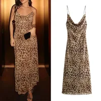 MUJER Leopard Print Long Dress Women Tulle Backless Slip Dress Woman Summer Sexy Holiday Dresses 2025 Vintage Midi Party Dresses