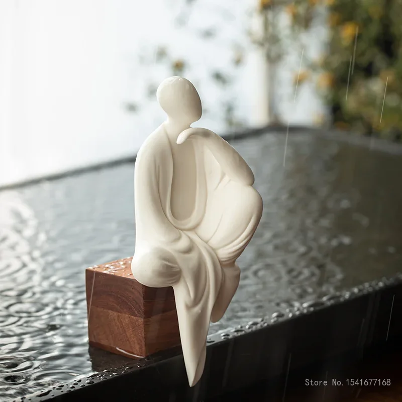 Small White Porcelain Zen Ornaments, Buddhist Ceramics, Non-phase Buddha Figures, Home Living Room, Shelf Decorations, 1Pc