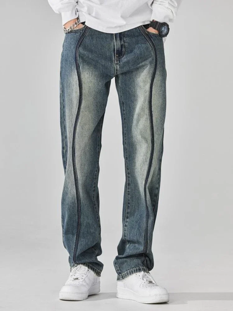 thumbnail image 1 of Pantalones vaqueros rotos con agujeros para hombre, estilo hip hop, desgastados, estilo vintage Y2k, tendencia 2024, talla XS, 1 of 4