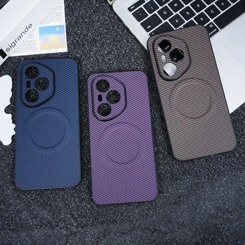 Premium Carbon Fiber Textured Leather Magnetic Shockproof Case with Ultra-Thin Design