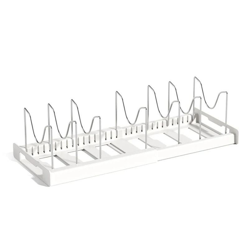

1 Piece Expandable Pot And Pan Organizers Rack For Cabinet Pot Lid Organizer Rack Holder With 7 Adjustable Dividers