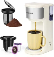 Single Serve Coffee Maker, K Cup and Ground Coffee Machine 2 in 1, 6 to 14 Oz Brew Sizes, Mini One Cup Coffee Maker (White) 1
