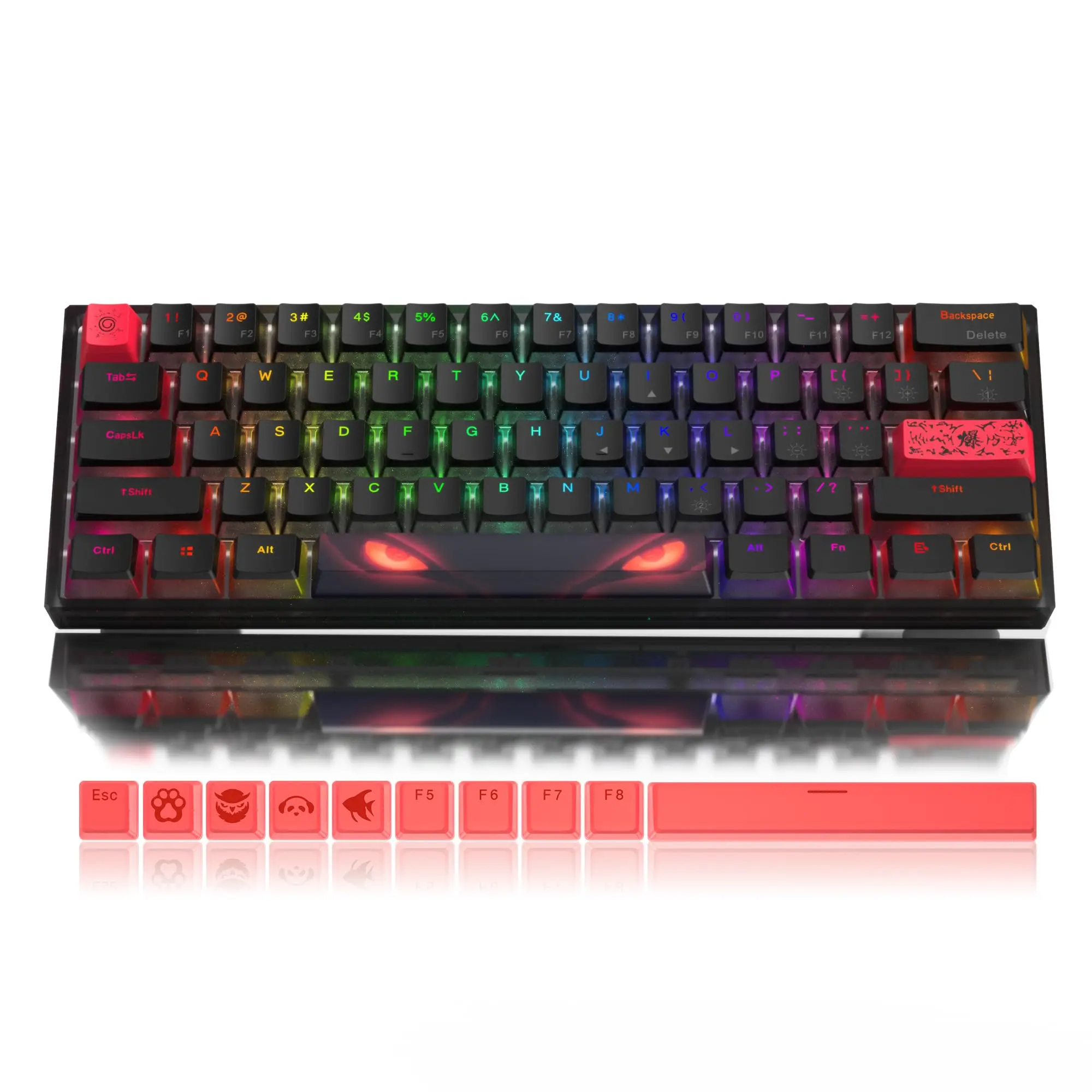 

Womier WK61 Black 60% Gaming Mechanical Keyboard Hot Swap RGB Backlit Wired Ultra-Compact Pudding PBT Keycap for Win Mac