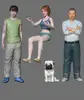 Resin Character 1/32 54mm Uncle Cute Male Girl Bulldog 4-Person Group Hand Office 1372G New 3