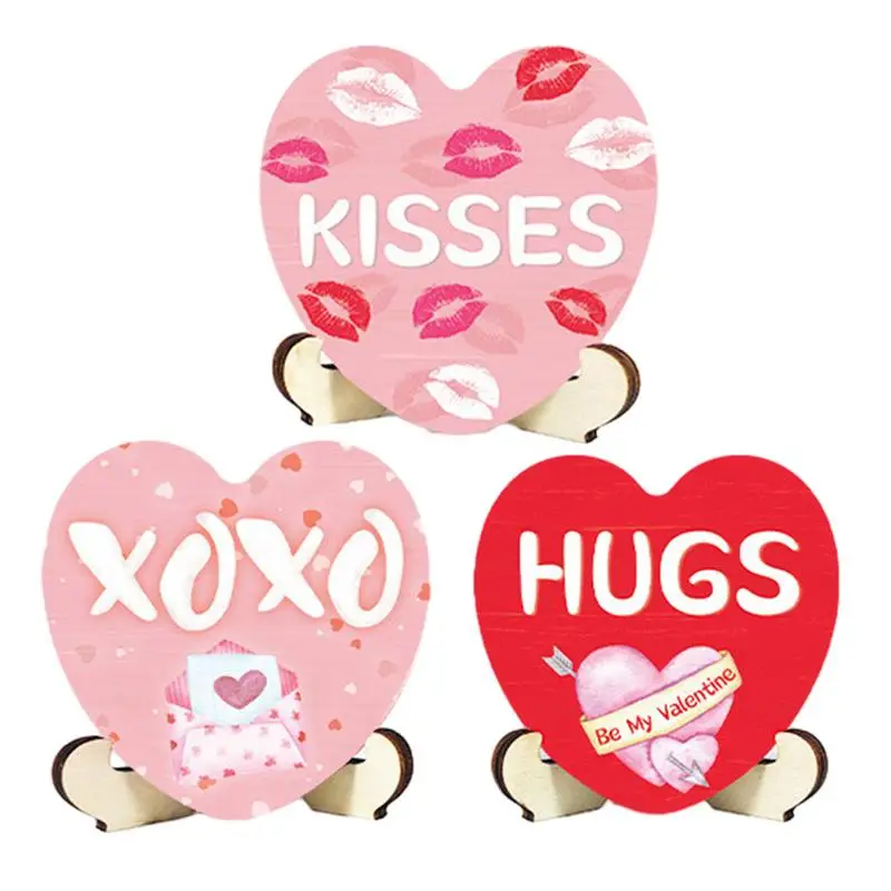 

Heart Shaped Wedding Decor Valentine's Day Wooden Sign Heart Shaped Decor For Table Love Woodblock Print Pendant Heart Craft