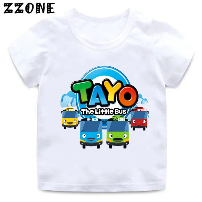 Лидер продаж, детские футболки Tayo с мультипликационным автобусом, одежда для девочек, футболка для маленьких мальчиков, летние детские топы с коротким рукавом, ooo5837