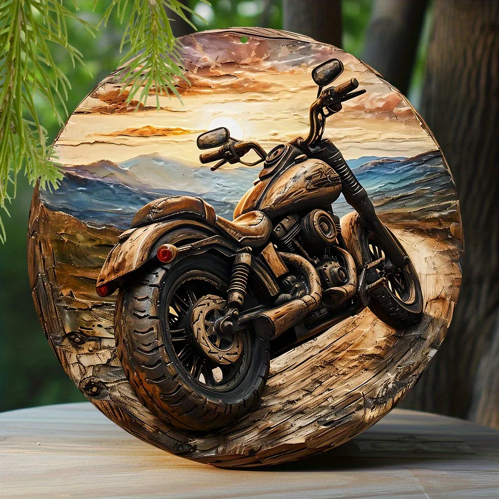 

Sign Faux Wooden Carved Painted Circular Wreath Sign Entrance Decoration Thanksgiving Day Gifts Motorcycle Themed Decoration