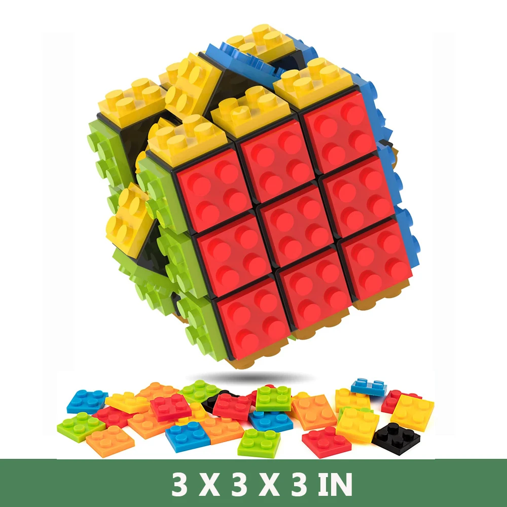 Building Brick Blocks 3x3x3 Speed Cube Toy Brick 3D Magic Cube Handheld Brain Teaser Puzzles Gifts for Puzzle Game Adults Kids yarqueo 12pcs kids bath toys floating baby bathtub stackable blocks soft cube bath squirters squeeze water toys building blocks for kids 6 months