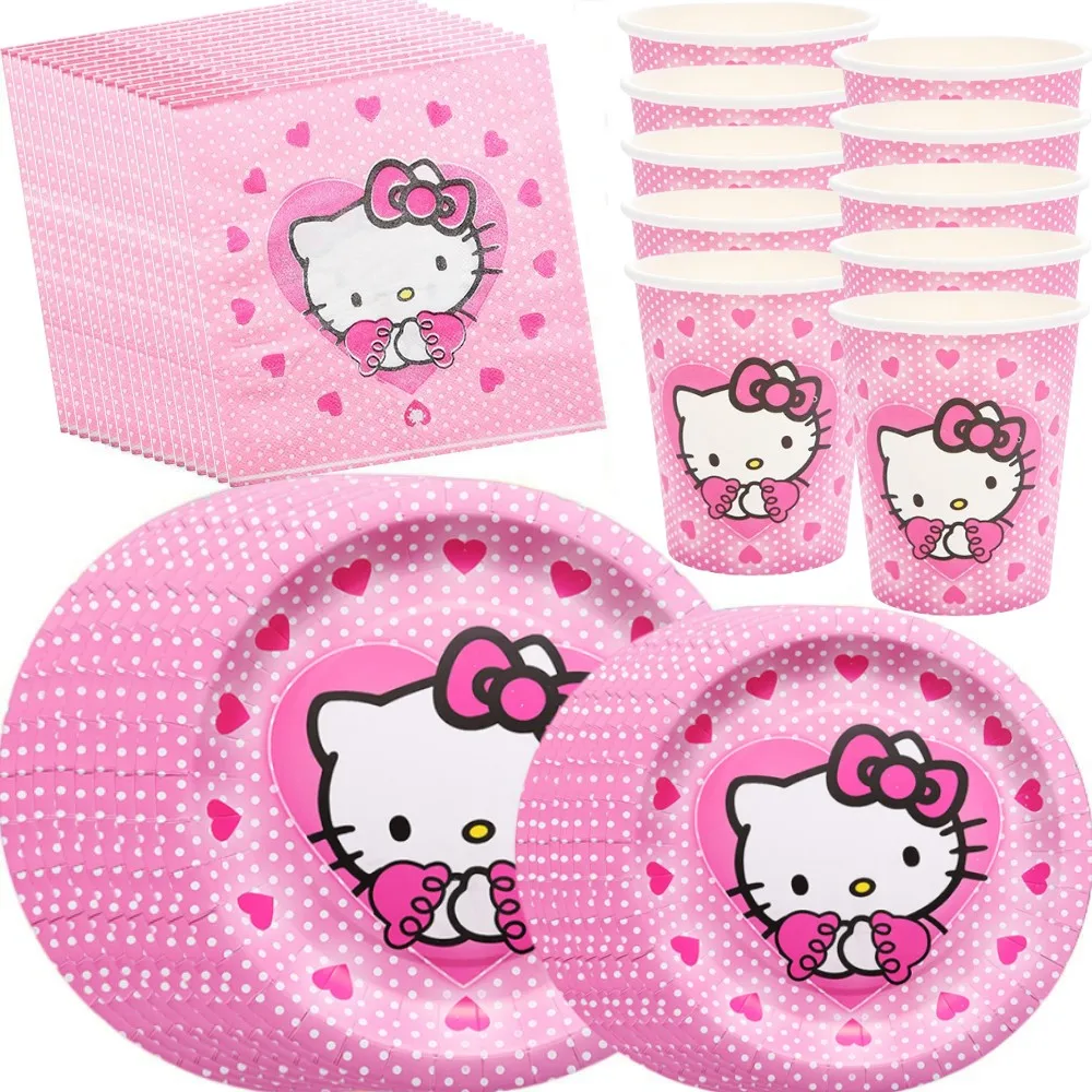 HelloKittyBirthdayPartyDecorationChildrensThemePaperCupPlate
