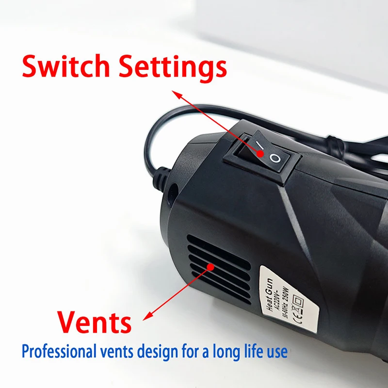 220V Hot Air Gun Heat Gun Electric Power Temperature Blower 250W Display DIY Craft Embossing Shrink Wrapping PVC Cable Repair
