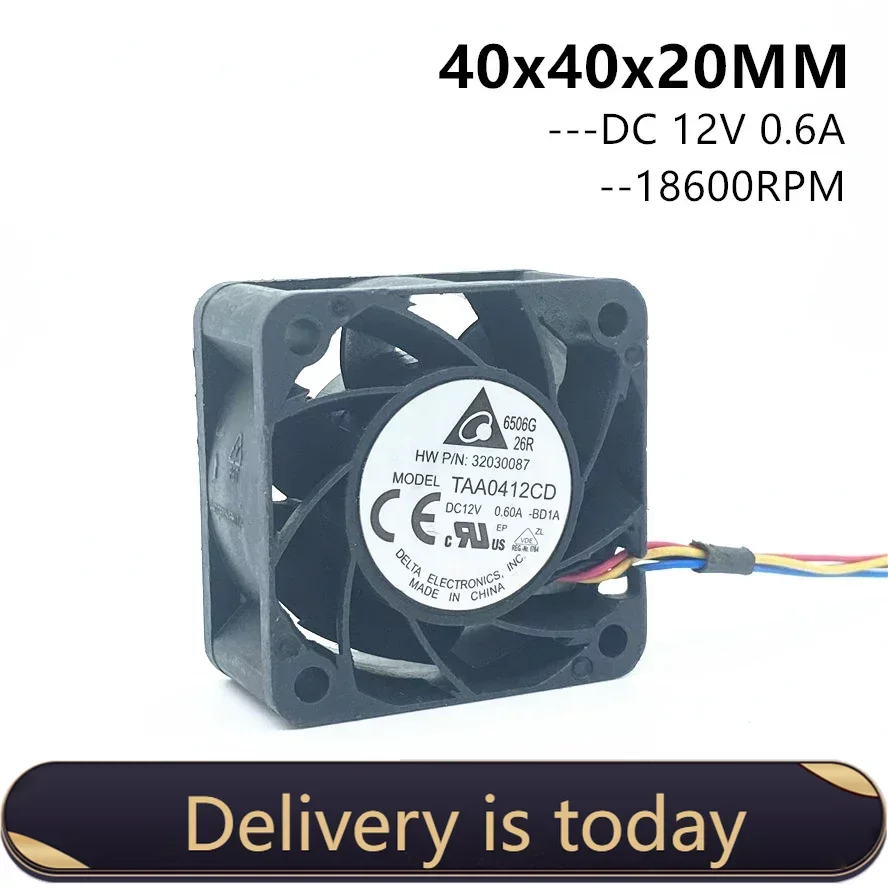 

Delta TAA0412CD 40x40x20MM 40mm 4020 4cm Server Fan Inverter Computer CPU Axial Blower Cooling Fans DC 12v 0.6A 4PIN