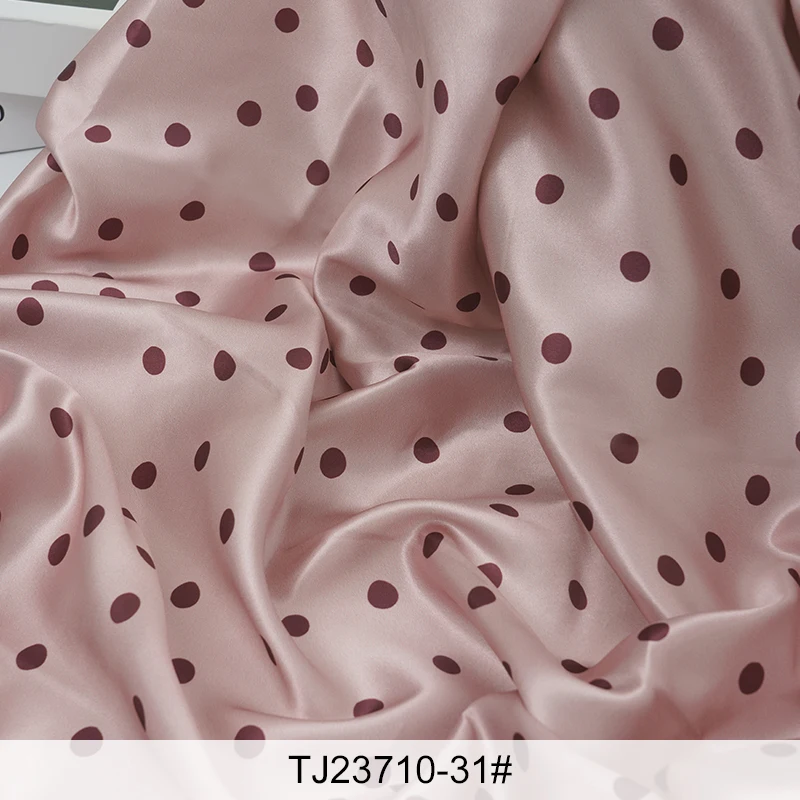 Colorful Polka Dots Silky Satin Fabric - Soft, Elegant Material for DIY Dresses, Linings, and Clothing Sewing Projects