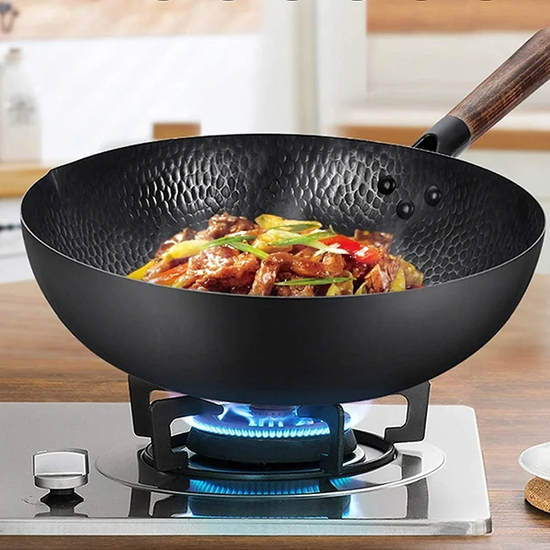High Quality Iron Wok Traditional Handmade Iron Wok Non stick Pan Non coating Gas Cooker