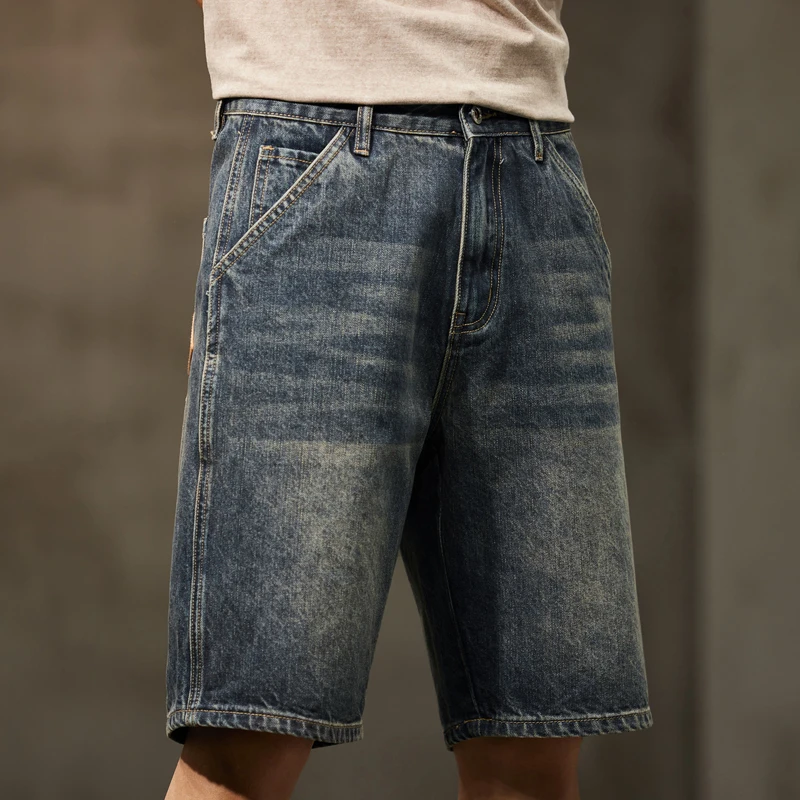 Men Summer Short Jeans Denim Shorts Loose Fit Wide Leg Baggy Jeans Knee Length Pants Casaul Large Size Oversized 42 Men's Shorts 3