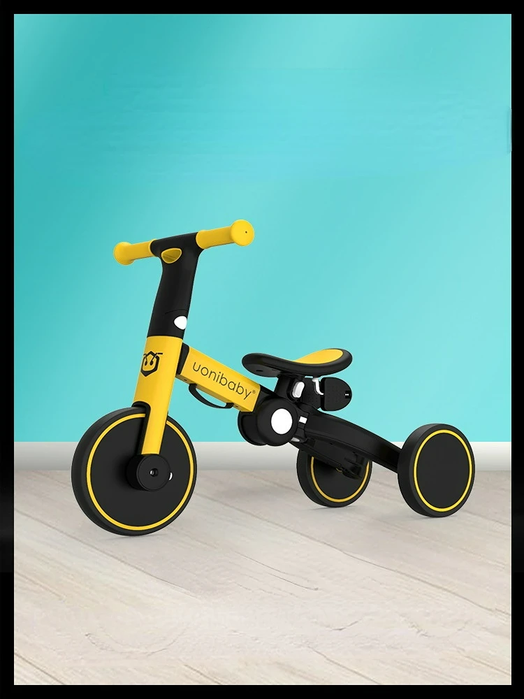 4 In 1 Baby Stroller Pedal Tricycle Two Wheel Balance Bike Trolley Lightweight Children's Balance Portable Baby Sliding Tricycle