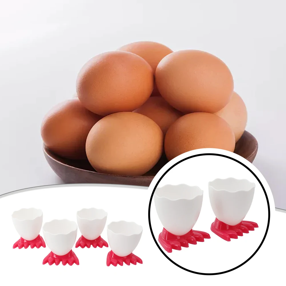 Cute Creative Egg Cup Holder Plastic Eggs Holder With Feet Eggs Separator Boiled Container Kitchen Accessories 4Pcs egg cups holder,egg container