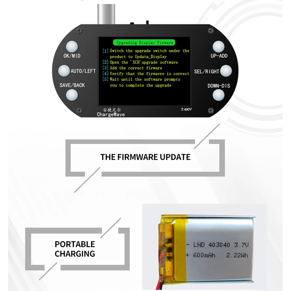 Digital Oscilloscope Handheld Mini 500KHz Bandwidth 2.5MSa/s Sine Wave/Square Wave/Half Wave/Zinke Pulse Wave Entry-Level