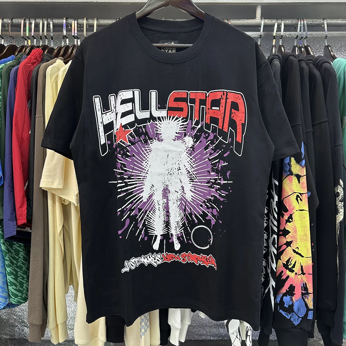 

Hellstar Abstract Character Print Rap Ins Casual Short sleeved T-shirt