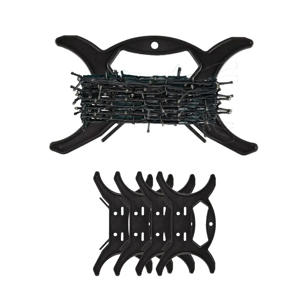 5pcs Portable Christmas Light Storage Holder All Purpose Plastic Light Cord Organizer Black Holiday Storage After Holiday
