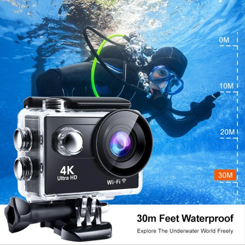 cheapest action camera Action Cam 4K Underwater Camera Waterproof 30M Ultra HD 20MP Camera 170 degree Ultra Wide Angle WiFi Camcorder sports camera