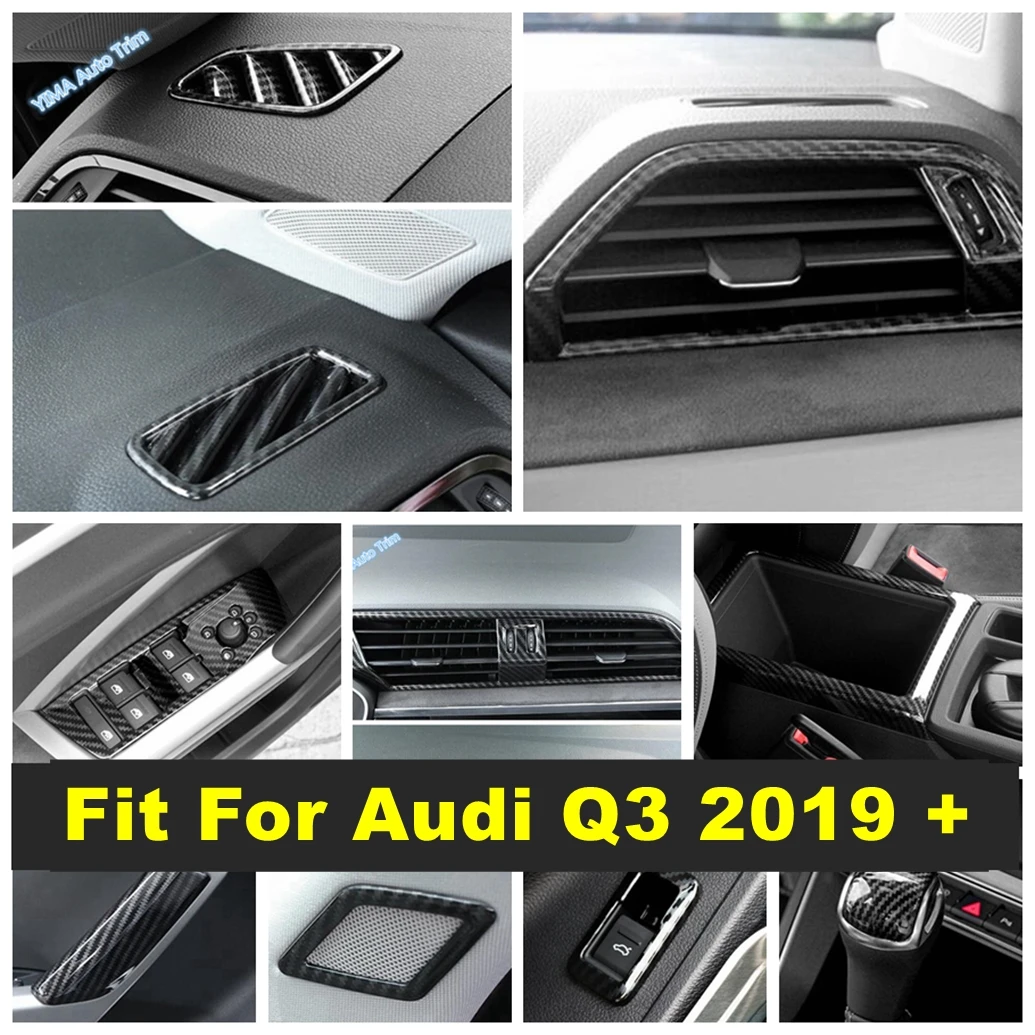 

Speaker / AC Outlet / Glass Lift / Rear Trunk Switch Button Cover Trim For Audi Q3 2019 - 2023 Carbon Fiber Interior Accessories