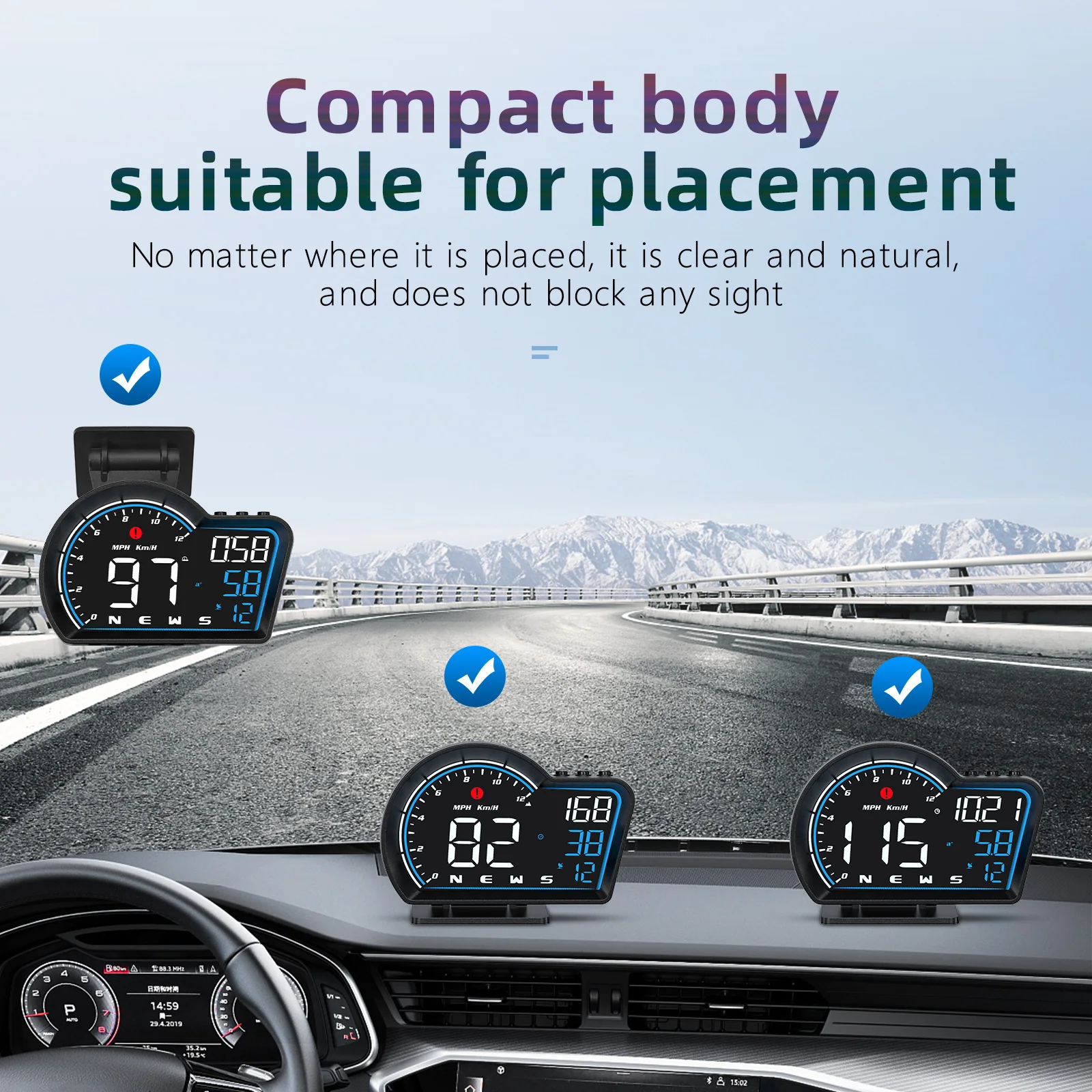 G16 GPS Head Up Display Car digital Speedometer Odometer