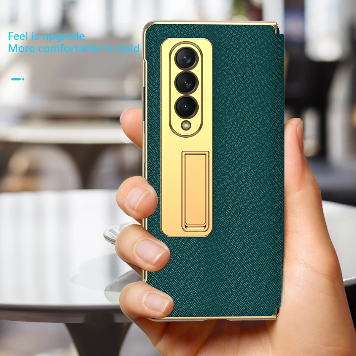 Plating Leather For Samsung Galaxy Z Fold 4 5 3 2 Fold3 Fold5 Case Conjoined Glass Film Stand Hinge Protection Cover