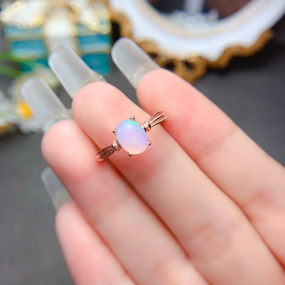 

Special Sterling Silver 925 Ladies Orange All Natural Fire opal Color Good Ring Engagement Gift Free Shipping Support detection