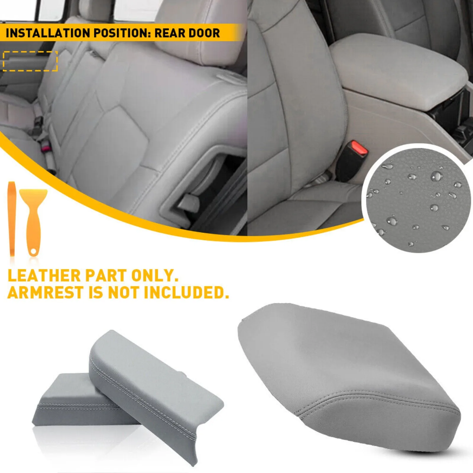 

3-Pack for Honda Pilot Leather Rear Door Panel + Center Console Cover Armrest Cover-
