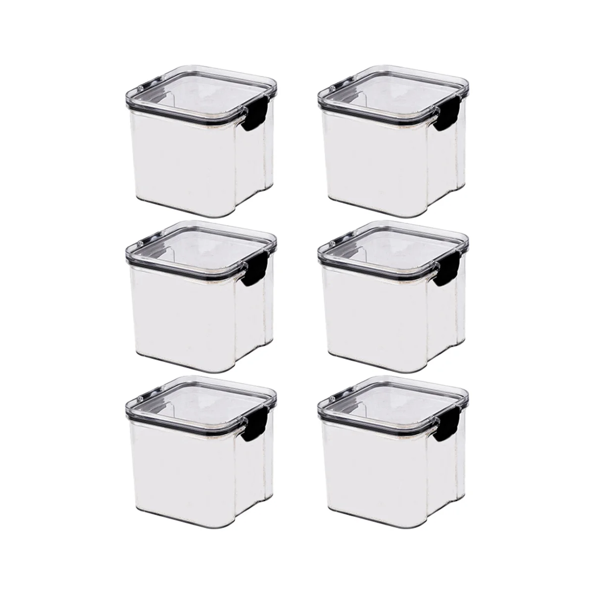 

6 Pack 700Ml Kitchen Food Storage Box Organizer Container Set Vacuum Lid Seal Clear Square