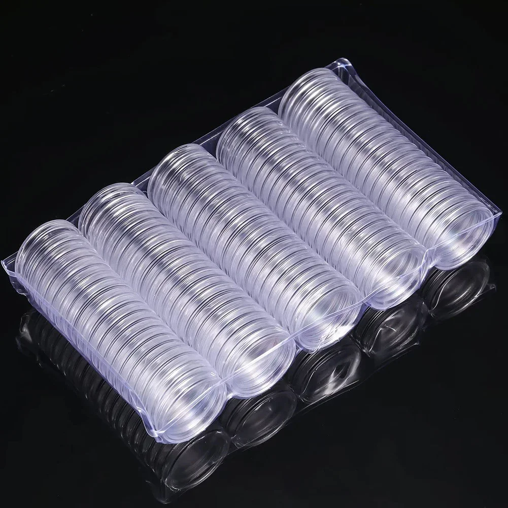 200 pz 25mm Portamonete in plastica trasparente Scatola di