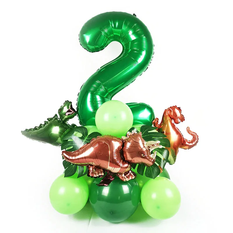 21pcs palloncini dinosauro numero verde palloncino compleanno Set bambini Baby Shower Jungle ruggo Dinosaur decorazioni per feste a tema fornure  15