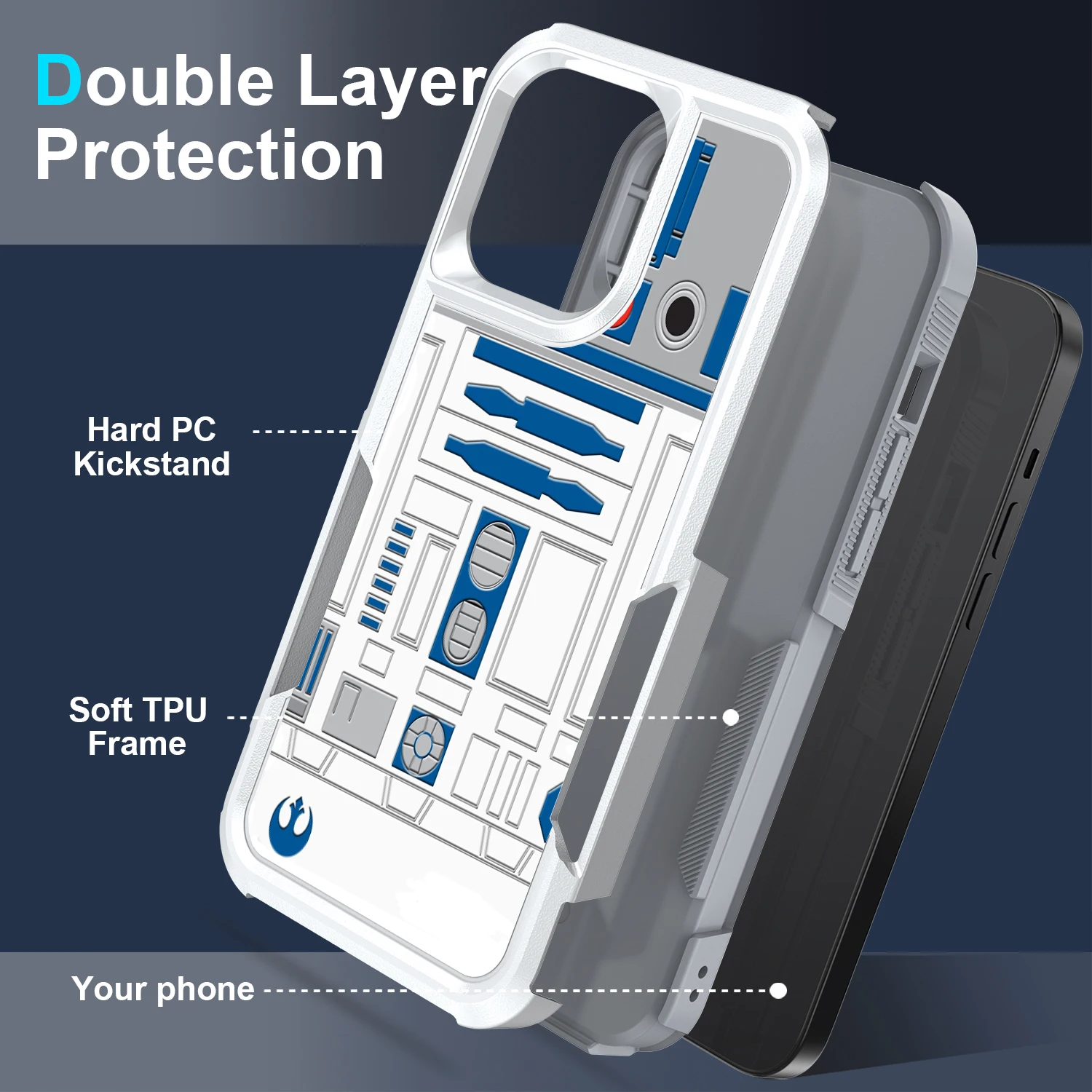 Astromech Robot Dual Layer Shock-Absorption Protective Phone Case