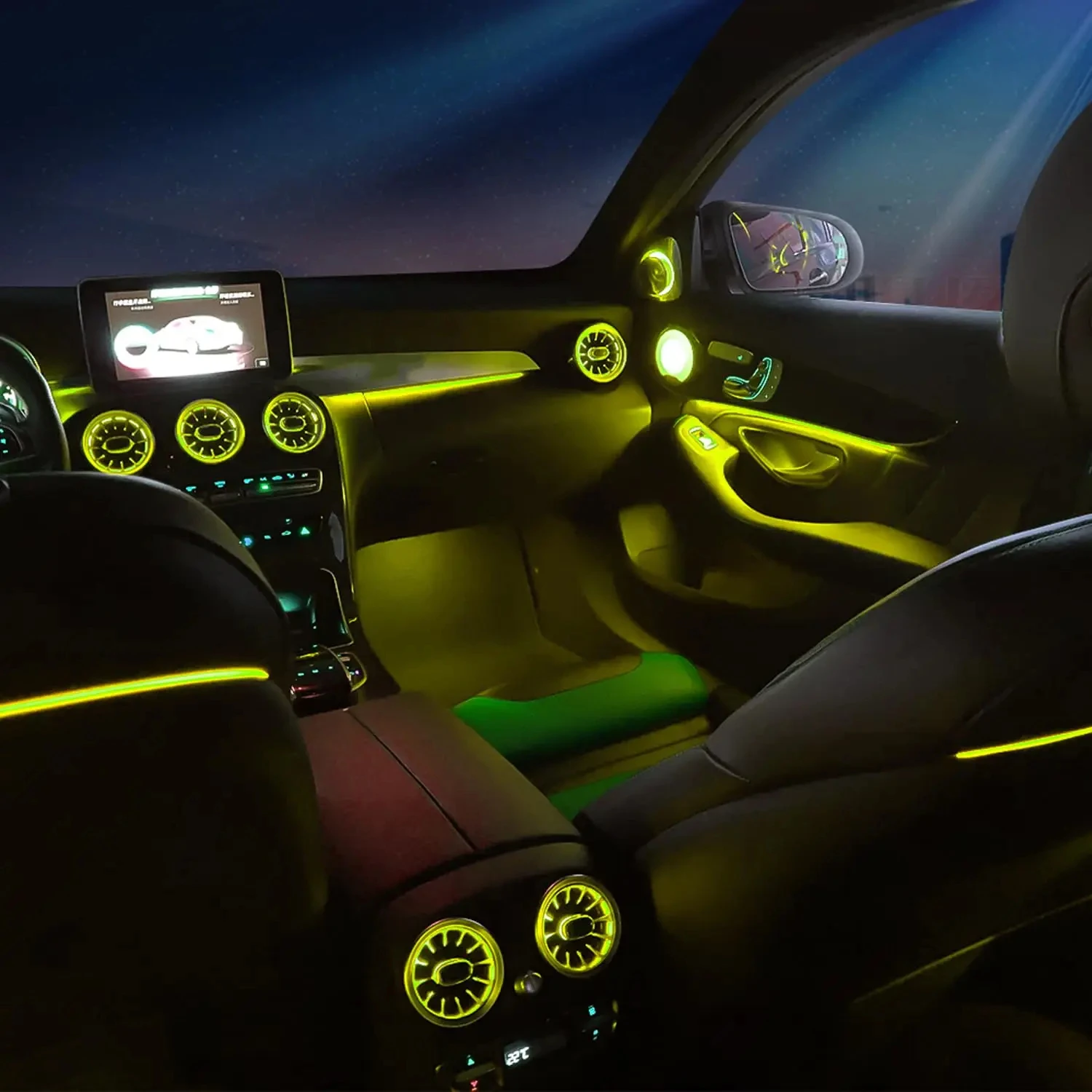 7pcs Interior Ambient Light 64 Colors For Mercedes-Benz C Class W205 2015-2021 W213 W156 W117 W176 Air Vent Lights A