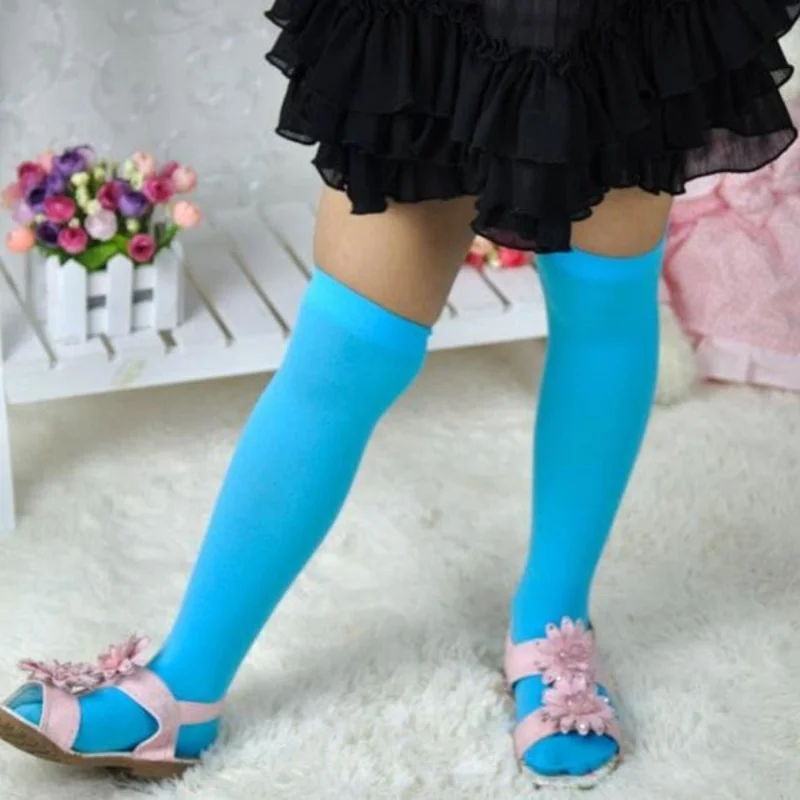 Se305a8d1a3de4f2c8e5be1e5b6d2d83e9 Kids Girls Knee High Socks Children Long Tube Cotton Candy Color Socks 3-12 Years Leg Warmers Soft Breathable Uniform Stockings