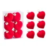 12pcs 5CM Valentine's Day Hanging Heart Ornaments Heart Shaped Tree Baubles Valentine Velvet Ball Ornaments 4