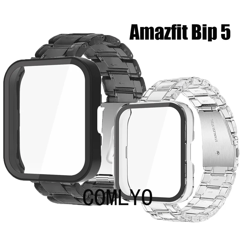 

For Amazfit Bip 5 Strap Wristband Plastic Clear bip5 Smart Watch Case Protective shell Bumper for Women men Band