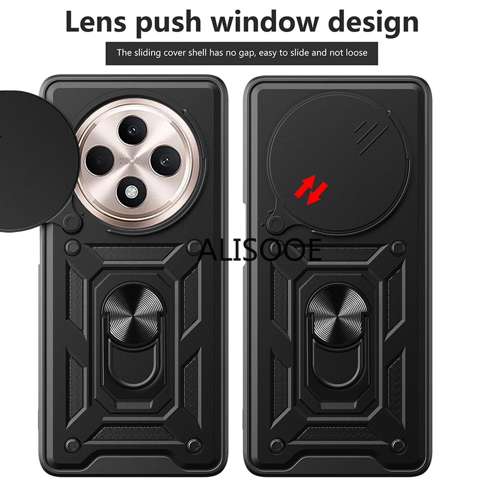 Premium Armor Case with Slide Camera Lens Protector and Ring Stand