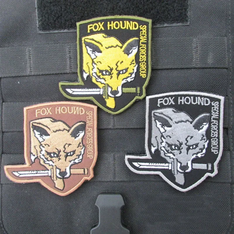 Metal Gear Solid Morale Badge Su Zaino Volpe Con Emblema Del Coltello Bracciale Tattico Ricamato Hook & Loop Patch Per Abbigliamento