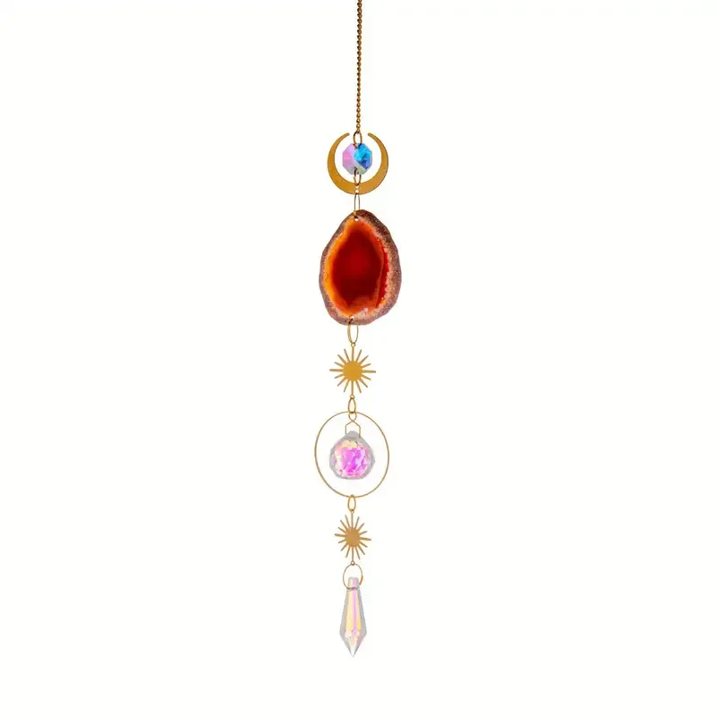 1pc crystal suncatcher window hanging sun catcher with prism and agate slices for home garden wedding decoration