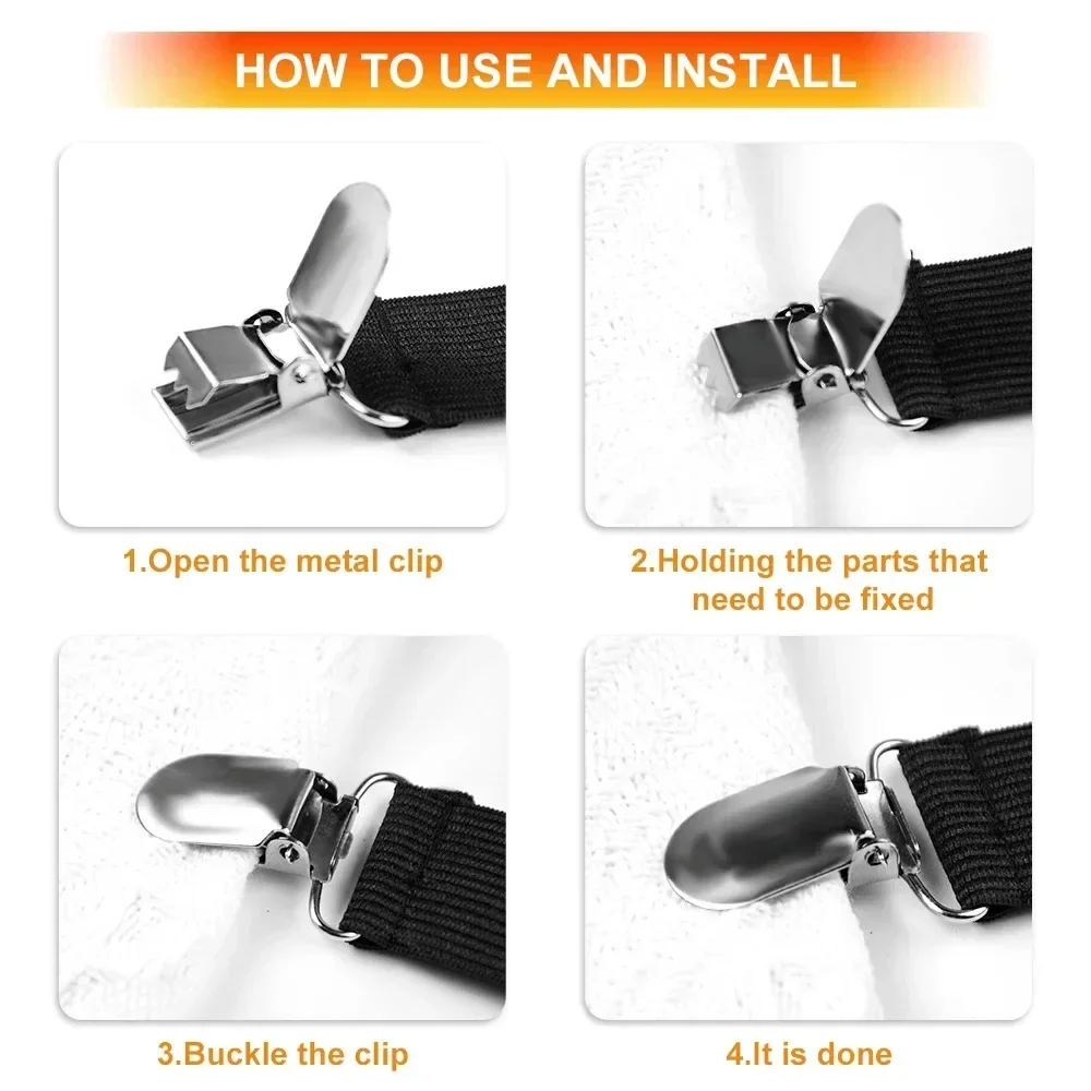 Bed Sheet Clips 16/4PCS Adjustable Bed Sheet Holder Straps Fitted Sheet Clip Elastic Anti Slip Clip Blankets Quilt Holder Organize Gadgets