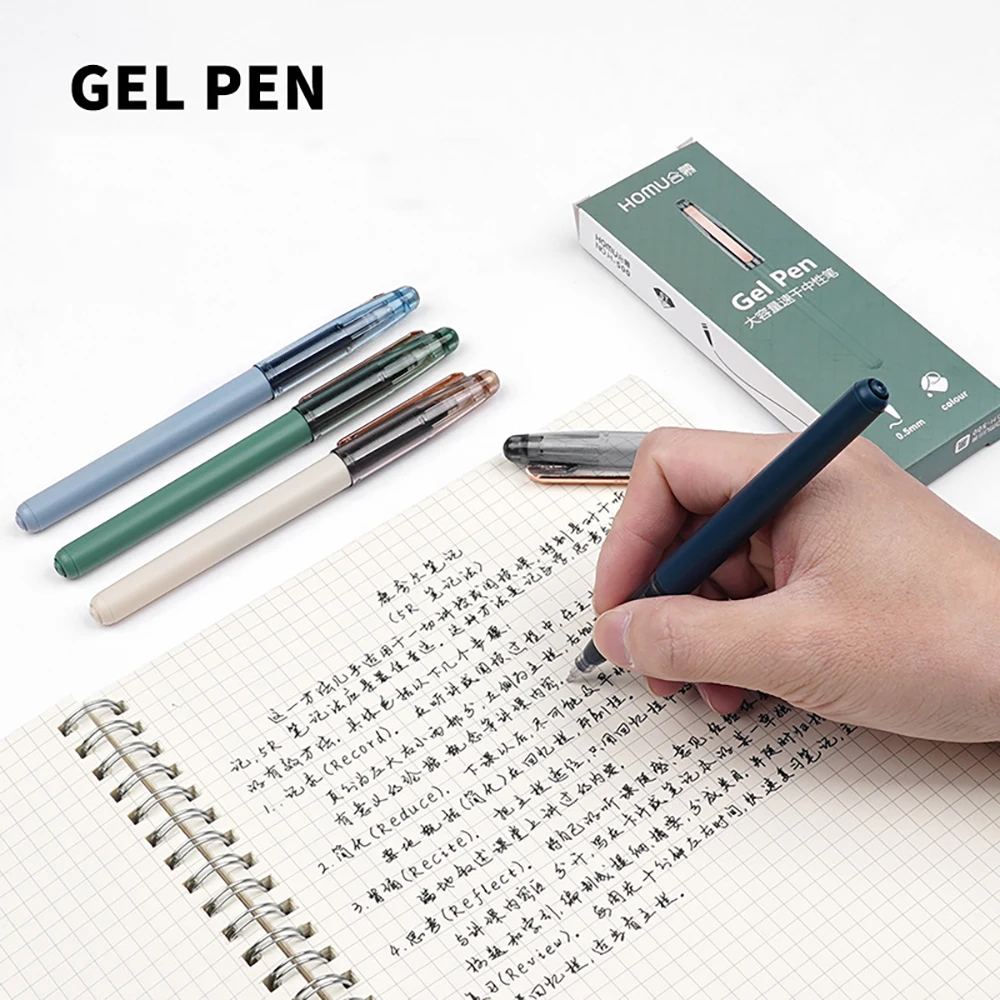 글쓰기용 문구 서명 펜, 사무용품, 학교 볼펜, 빠른 건조 검정 잉크, 0.5mm 젤 펜, 4 개