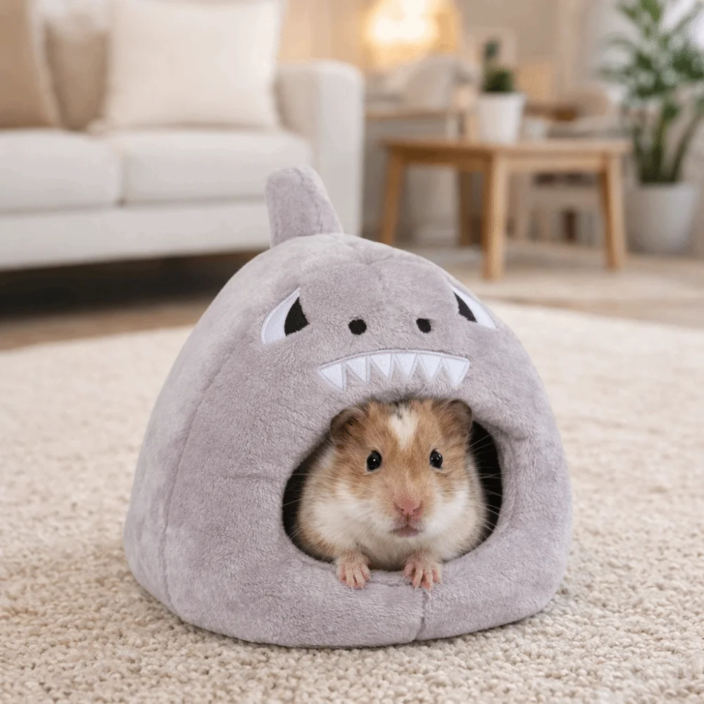 Semi-enclosed Mouse Shaped Hamster Warm Nest Thicken Windproof Hedgehog Hideout Nest Soft Cartoon Guinea Pig House Sleeping Bag