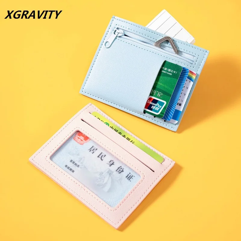 

New Ladies Fashion Casual Card Holders Female RFID Leisure ID Card Pack Makaron Color Soft PU Woman Purse Money Wallets H01