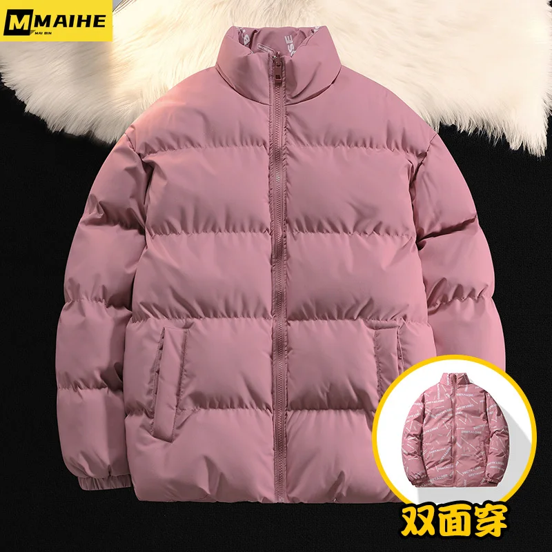 Preppy Winter Jacket Men Reversible Parkas Thicken Warm Coat Mens Streetwear Jackets Parka Women Fashion Outwear Coats Oversize