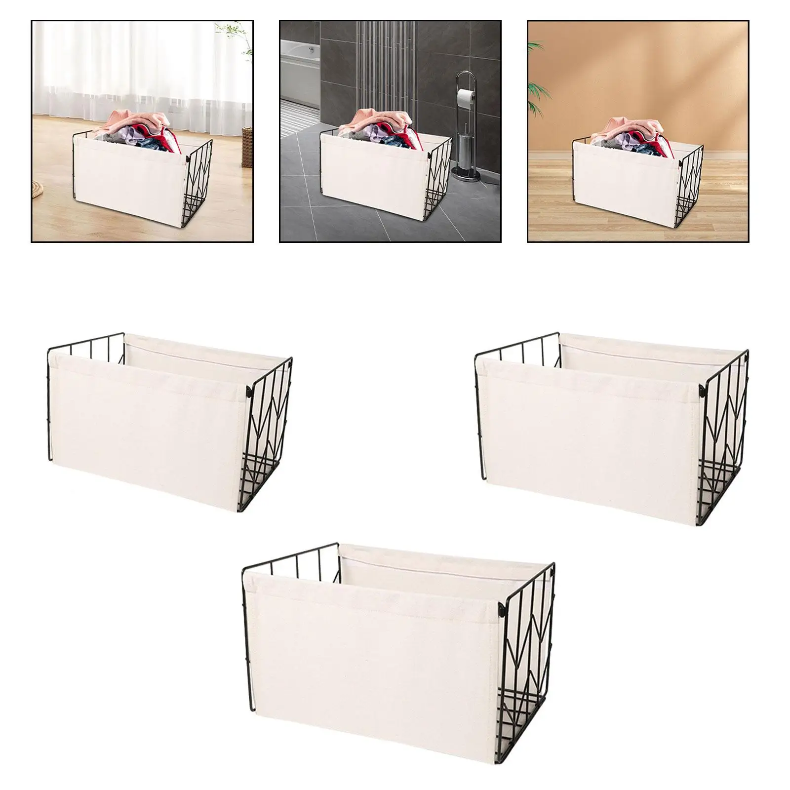 Folding Laundry Basket Utility Storage Basket for Apartment Craft Room Hotel 2
