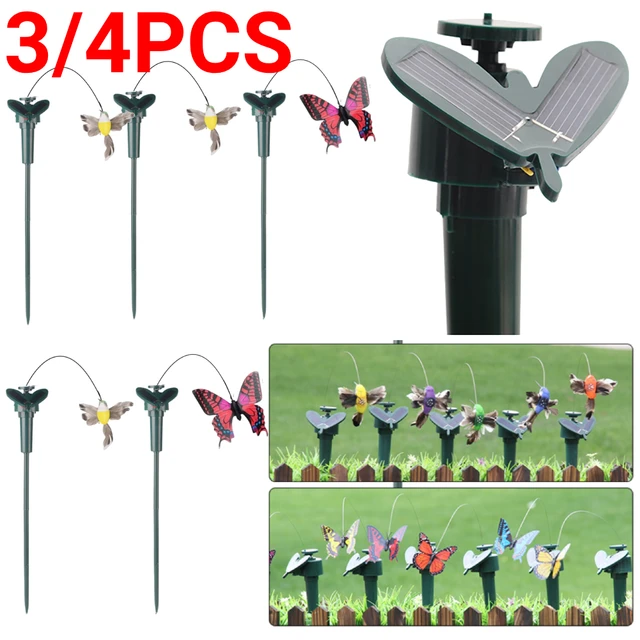 3/4pc Solar Powered Dancing Fluttering Butterflies Garden Decoration Flying Humming Bird Garden Yard Outdoor Home Decor Farmland